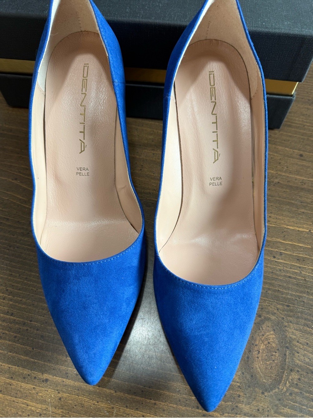 Identity Shana Blue suede shoes 70mm 3”heals Size 39